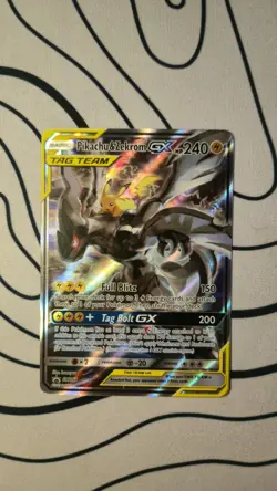 Pokemon TCG Pikachu And Zekrom GX Promo SM168 Tag Team Full Art Near Mint - Image 2