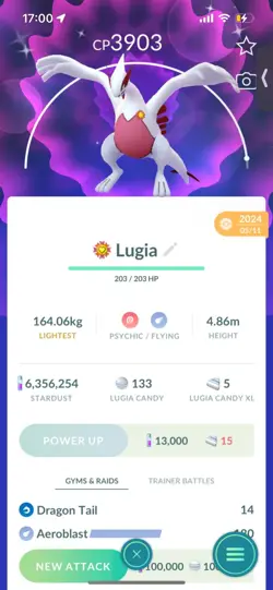Pokemon Go Legendary Shiny Lugia ( High CP )( Reduced) - Image 1