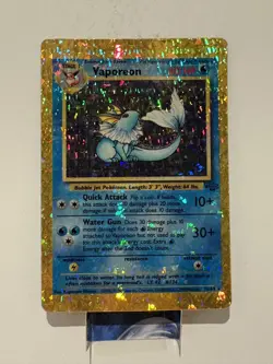 Vaporeon 12/64 Jungle HOLO Prism Vintage Vending Golden Sticker Pokemon Card 90s - Image 1
