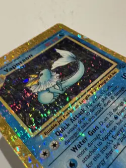 Vaporeon 12/64 Jungle HOLO Prism Vintage Vending Golden Sticker Pokemon Card 90s - Image 3