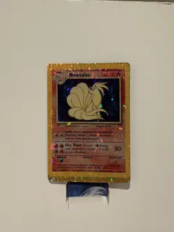 Ninetales 12/102 Base Set Vending Sticker Holo Prism Vintage Pokemon Card - Image 1