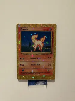 Ponyta 60/102 HOLO Prism Base Set Golden Sticker Pokemon Card Vintage - Image 1