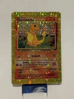Charmander 46/102 Base Set Vending Sticker Holo Prism Vintage Pokemon Card - Image 1