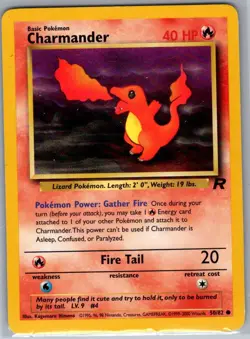Charmander 50/82 Non Holo Team Rocket - Pokemon Card - NM - Image 1