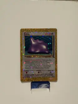 Ditto Fossil Prism HOLO Golden Vending Sticker RARE Pokemon Vintage 90s - Image 1
