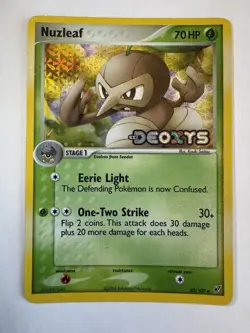 Pokemon TCG Nuzleaf EX Deoxys Reverse Holo Uncommon 43/107 2005 70 HP - Image 1
