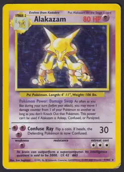Pokemon Alakazam 1/102 Holo 1999-2000 UK 4th Print Base Set - Image 1