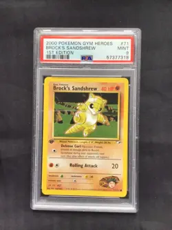 Pokemon Cards: Gym Heroes 1st Edition Common: Brock's Sandshrew 71/132 PSA 9 - Image 1