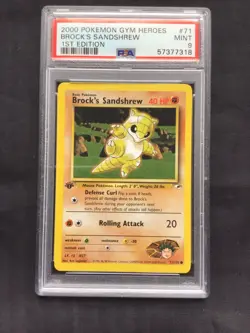 Pokemon Cards: Gym Heroes 1st Edition Common: Brock's Sandshrew 71/132 PSA 9 - Image 2