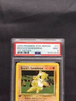 Pokemon Cards: Gym Heroes 1st Edition Common: Brock's Sandshrew 71/132 PSA 9 - Image 3