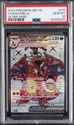2023 POKEMON OBF EN-OBSIDIAN FLAMES ULTRA RARE #215 CHARIZARD EX PSA 10 - Image 1