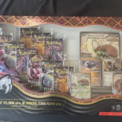 Pokemon TCG Paldean Fate Great Tusk Iron Threads Ex Premium Collection - Image 1