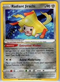 Radiant Jirachi 120/195 SWSH12: Silver Tempest - Pokemon Card - NM - Image 1