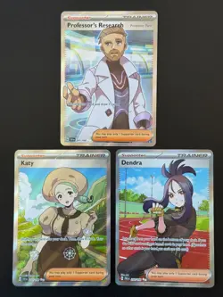 3x SV Full Art Trainer Lot Katy 237 Dendra 250 Professor Pokemon Cards AA6 5 - Image 1