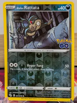 ALOLAN RATTATA 041/078 COMMON POKEMON GO POKEMON REVERSE HOLO LP - Image 1