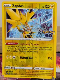 ZAPDOS 029/078 HOLO RARE POKEMON GO POKEMON REVERSE HOLO LP - Image 1