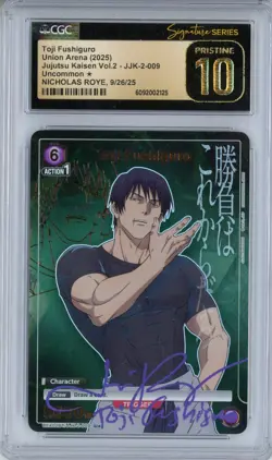 CGC Pristine 10 Nicolas Roye Union Arena Toji Fushiguro UEX02BT/JJK-2-009 (2025) - Image 1