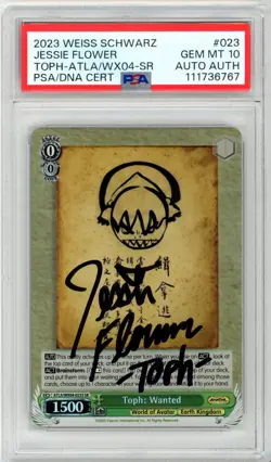 PSA GEM MT 10 Jessie Flower Weiss Schwarz Toph: Wanted Avatar ATLA/WX04-023 - Image 1