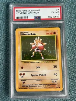 Hitmonchan 7/102 Holo Rare Pokemon 1999 Unlimited Base PSA 6 EX-MT - Image 1