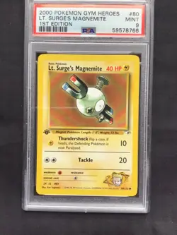 Pokemon Cards: Gym Heroes 1st Edition Common: Lt. Surge's Magnemite 80/132 PSA 9 - Image 2