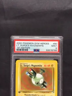 Pokemon Cards: Gym Heroes 1st Edition Common: Lt. Surge's Magnemite 80/132 PSA 9 - Image 3