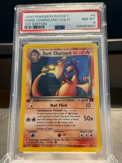 Pokemon Dark Charizard 1st Edition Holo Rare PSA 8 NM-MT - Image 1
