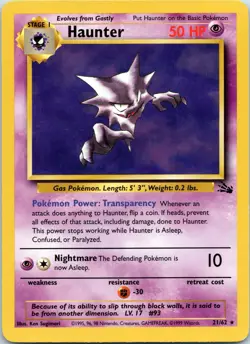Haunter Pokemon Card Non-Holo 21/62 Fossil Set Rare 1999 Original - Image 1