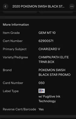PSA 10 Gem - Charizard V 050 - Champions Path SWSH Promo - English Pokemon TCG - Image 3