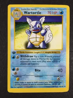 1999 Pokemon Game Base Set 1st Edition #42 WARTORTLE Shadowless EX Light Play - Image 1