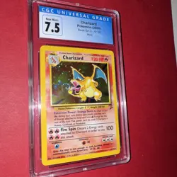 CGC 7.5 NEAR MINT+ 2000 CHARIZARD POKEMON HOLO BASE SET 2 4/130 CLASSIC INVEST - Image 1