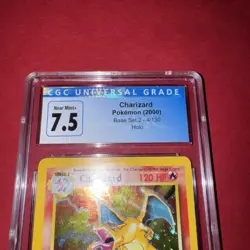 CGC 7.5 NEAR MINT+ 2000 CHARIZARD POKEMON HOLO BASE SET 2 4/130 CLASSIC INVEST - Image 2