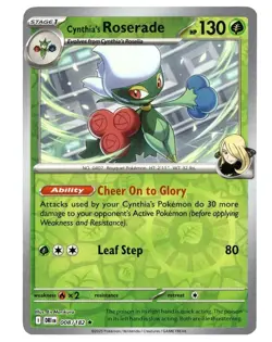 Pokemon Destined Rivals Reverse Holo Cynthia's Roserade 008/182 NM-Mint TCG - Image 1