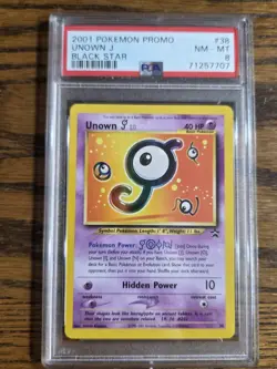 Pokemon Wotc Black Star Promo # 38 Unown J PSA 8,,, LOOK - Image 1
