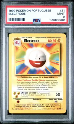 1999 Pokemon Portuguese Base Set Electrode #21 PSA 9 MINT - Image 1
