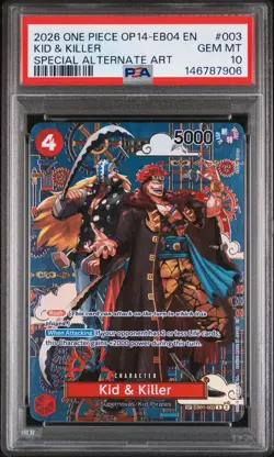 One Piece Kid & Killer EB01-003 SP The Azure Sea's Seven English PSA 10 - Image 1