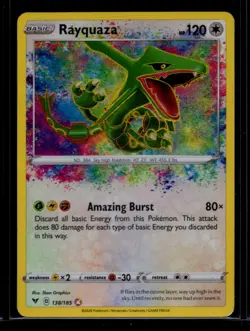 Rayquaza 138/185 Holo Vivid Voltage Pokemon Card LP - Image 1