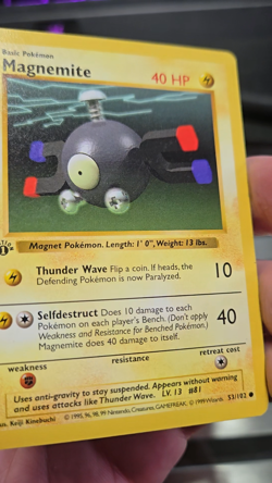 Pokemon TCG Magnemite 1st Edition Shadowless Base Set 53/102 LP+ w/video - Image 2