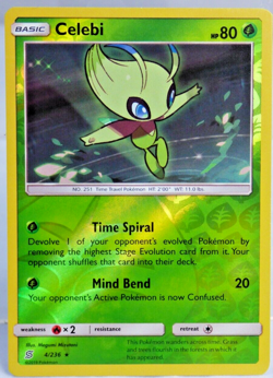 Celebi Pokemon TCG Card Unified Minds Reverse Holo 4 236 No 251 Legendary - Image 1