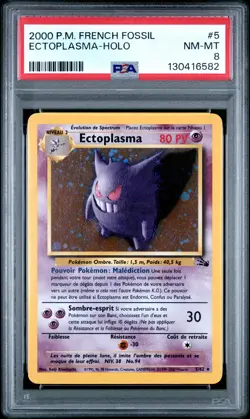 2000 POKEMON FRENCH FOSSIL #5 ECTOPLASMA-HOLO PSA 8 - Image 1