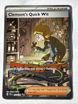 Clemonts Quick Wit 243/191 Pokemon TCG Surging Sparks Special Illustration Rare - Image 1