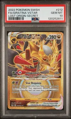 Pokemon Card Giratina VSTAR 212/196 Lost Origin Gold PSA 10 Secret Rare English - Image 1