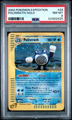 2002 POKEMON EXPEDITION #24 POLIWRATH-HOLO PSA 8 - Image 1