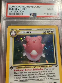 2001 POKEMON NEO REVELATION 1ST ED-DOUBLE HOLO ERROR #2 BLISSEY-HOLO PSA 8 - Image 3