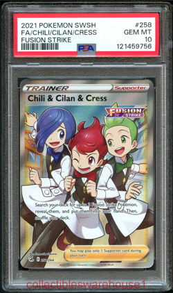 Pokemon Fusion Strike Chili & Cilan & Cress 258 PSA 10 - Image 1