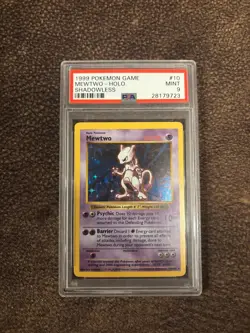1999 POKEMON BASE SET SHADOWLESS #10 MEWTWO HOLO PSA 9 - Image 1