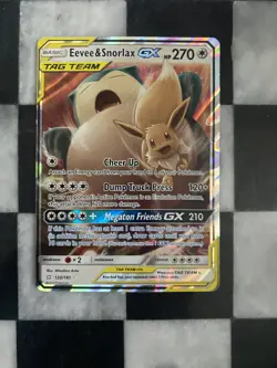 Eevee & Snorlax GX 120/181 Sm-Team Up Holo Pokemon cards Pokemon trending - Image 1