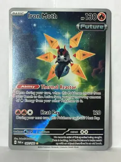 Pokemon TCG Iron Moth Holo Illustration Rare Card 187/182 Paradox Rift - Image 1