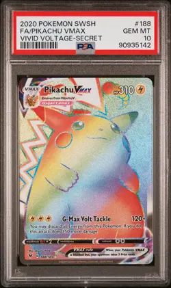 Pokemon TCG Pikachu Vmax 188/185 Vivid Voltage Secret Rare PSA 10 - Image 1
