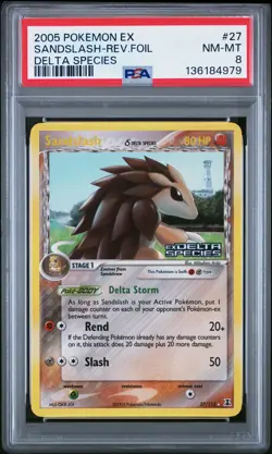 2005 POKEMON EX DELTA SPECIES #27 SANDSLASH-REVERSE FOIL PSA 8 - Image 1
