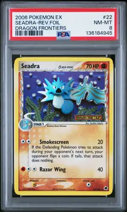 2006 POKEMON EX DRAGON FRONTIERS #22 SEADRA-REVERSE FOIL PSA 8 - Image 1